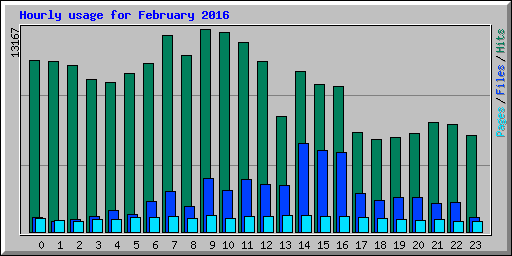 Hourly usage for February 2016