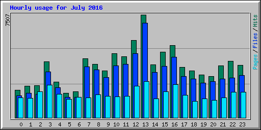 Hourly usage for July 2016